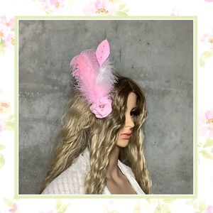 🌸 FLOWER FASCINATOR BOHO FEATHER BOHEMIAN BURLESQUE CLIP HAIR PIECE SHOW GIRL